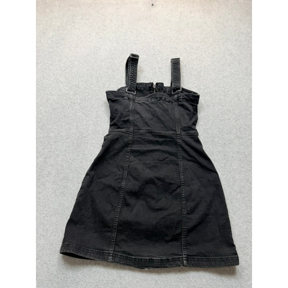Universal Thread Womens Black Denim Zipper Front Pinafore Mini Dress Size 4